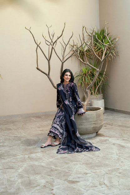 BrandsInn-3PC DHANAK EMBROIDERED SHIRT WITH CHIFFON EMBROIDERED DUPATTA & TROUSER-BI-4229