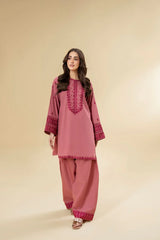 BrandsInn-2PC KHADDAR EMBROIDRED SHIRT WITH KHADDAR EMB TROUSER-BI-127