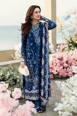 BrandsInn-3PC DHANAK EMBROIDERED SHIRT WITH DHANAK EMBROIDERED SHAWL & TROUSER-BI-5127