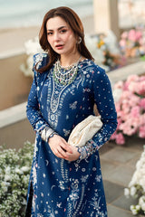 BrandsInn-3PC DHANAK EMBROIDERED SHIRT WITH DHANAK EMBROIDERED SHAWL & TROUSER-BI-5127