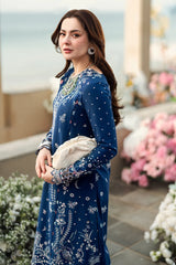 BrandsInn-3PC DHANAK EMBROIDERED SHIRT WITH DHANAK EMBROIDERED SHAWL & TROUSER-BI-5127