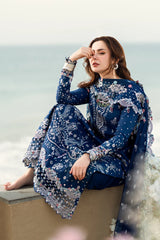 BrandsInn-3PC DHANAK EMBROIDERED SHIRT WITH DHANAK EMBROIDERED SHAWL & TROUSER-BI-5127