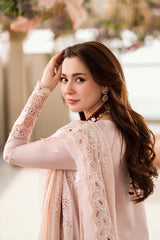 BrandsInn-3PC LAWN CHIKAANKARI EMBROIDERED SHIRT WITH KHAADI NET EMBROIDERED DUPATTA AND TROUSER -BI-4727
