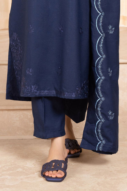 BrandsInn - 3PC Dhanak Embroidered Shirt With Dhanak Embroidered Shawl & Trouser-BI-4084