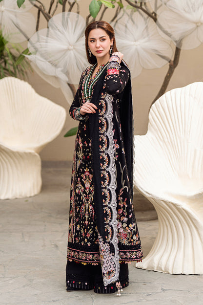 BrandsInn-3PC DHANAK EMBROIDERED SHIRT WITH DHANAK HEAVY EMBROIDERED SHAWL-BI-4254