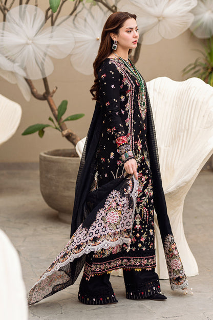 BrandsInn-3PC DHANAK EMBROIDERED SHIRT WITH DHANAK HEAVY EMBROIDERED SHAWL-BI-4254