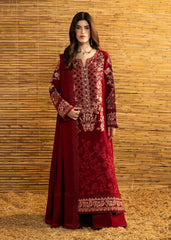 BrandsInn-3PC DHANAK EMBROIDERED SHIRT WITH DHANAK EMBROIDERED SHAWL AND TROUSER-BI-5282