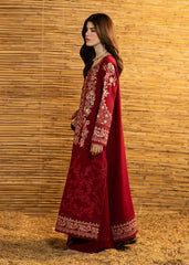 BrandsInn-3PC DHANAK EMBROIDERED SHIRT WITH DHANAK EMBROIDERED SHAWL AND TROUSER-BI-5282