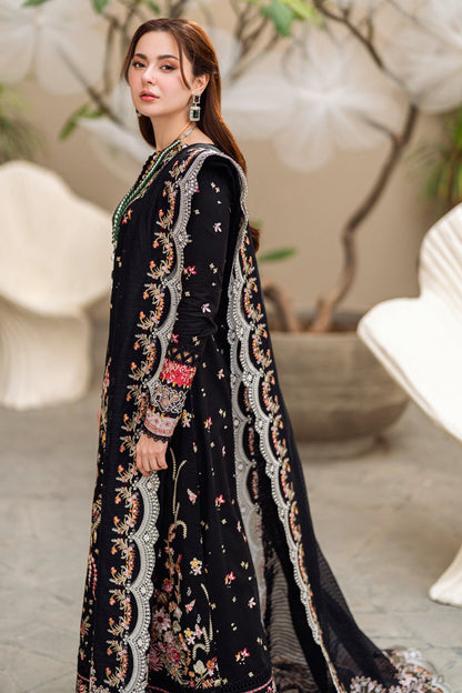BrandsInn-3PC DHANAK EMBROIDERED SHIRT WITH DHANAK HEAVY EMBROIDERED SHAWL-BI-4254