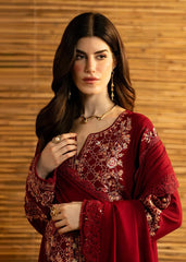 BrandsInn-3PC DHANAK EMBROIDERED SHIRT WITH DHANAK EMBROIDERED SHAWL AND TROUSER-BI-5282