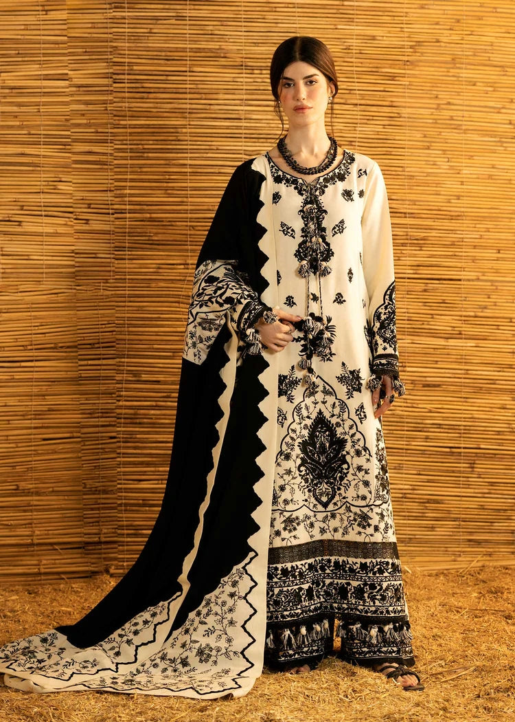 BrandsInn-3PC DHANAK EMBROIDERED SHIRT WITH DHANAK EMBROIDERED SHAWL AND TROUSER-BI-5278