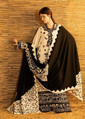 BrandsInn-3PC DHANAK EMBROIDERED SHIRT WITH DHANAK EMBROIDERED SHAWL AND TROUSER-BI-5278