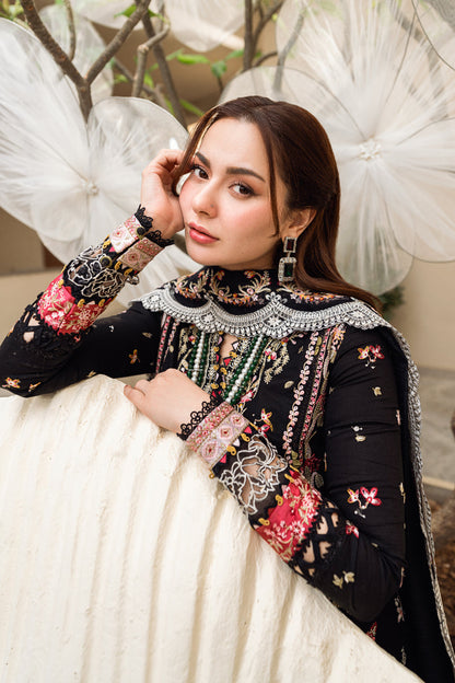 BrandsInn-3PC DHANAK EMBROIDERED SHIRT WITH DHANAK HEAVY EMBROIDERED SHAWL-BI-4254