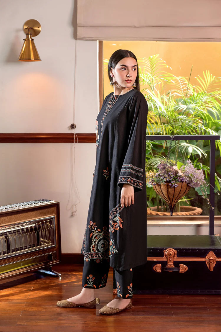 BrandsInn-2PC DHANAK EMBROIDERED SHIRT AND EMBROIDRED TROUSER-BI-132