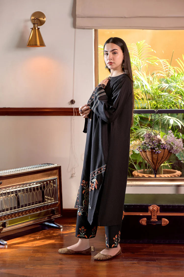 BrandsInn-2PC DHANAK EMBROIDERED SHIRT AND EMBROIDRED TROUSER-BI-132