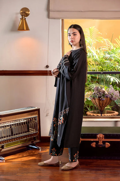 BrandsInn-2PC DHANAK EMBROIDERED SHIRT AND EMBROIDRED TROUSER-BI-132