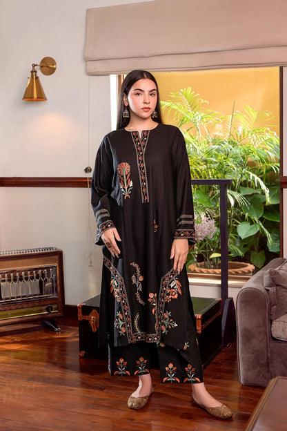 BrandsInn-2PC DHANAK EMBROIDERED SHIRT AND EMBROIDRED TROUSER-BI-132