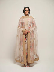 BrandsInn-3PC SHAMOZE SILK PRINTED EMBROIDERED SHIRT WITH SOFT SILK PRINTED EMB DUPATTA & EMB TROUSER BI-1721