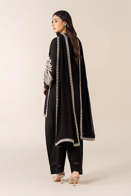 BrandsInn-3PC DHANAK EMBROIDERED SHIRT WITH BAMBER CHIFFON EMBROIDERED DUPATTA & TROUSER-BI-4175