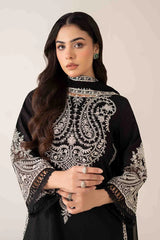 BrandsInn-3PC DHANAK EMBROIDERED SHIRT WITH BAMBER CHIFFON EMBROIDERED DUPATTA & TROUSER-BI-4175