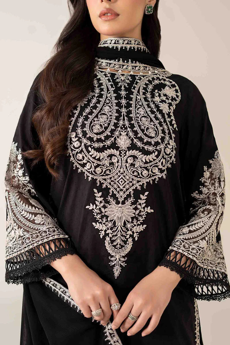 BrandsInn-3PC DHANAK EMBROIDERED SHIRT WITH BAMBER CHIFFON EMBROIDERED DUPATTA & TROUSER-BI-4175
