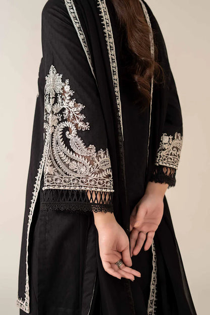BrandsInn-3PC DHANAK EMBROIDERED SHIRT WITH BAMBER CHIFFON EMBROIDERED DUPATTA & TROUSER-BI-4175