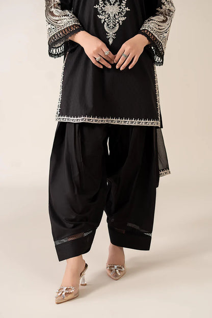 BrandsInn-3PC DHANAK EMBROIDERED SHIRT WITH BAMBER CHIFFON EMBROIDERED DUPATTA & TROUSER-BI-4175