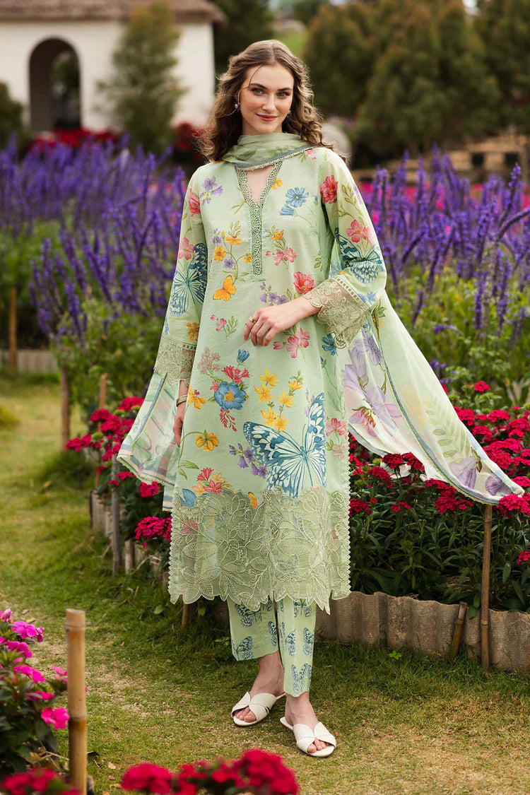 BrandsInn-3PC LAWN DIGITAL PRINTED EMB SHIRT WITH SILK PRINTED DUPATTA AND PRINTED TROUSER-BI-013