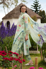 BrandsInn-3PC LAWN DIGITAL PRINTED EMB SHIRT WITH SILK PRINTED DUPATTA AND PRINTED TROUSER-BI-013