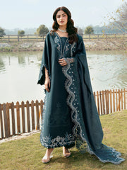 BrandsInn-3PC LAWN EMBROIDERED SHIRT WITH KHAADI NET EMBROIDERED DUPATTA AND TROUSER-BI-4822