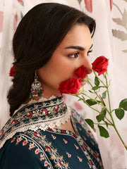 BrandsInn-3PC LAWN LASERWORK EMBROIDERED SHIRT WITH KHAADI NET EMBROIDERED DUPATTA AND TROUSER-BI-4689