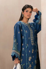 BrandsInn-3PC DHANAK HEAVY EMBROIDERED SHIRT WITH COTTON NET EMBROIDERED DUPATTA AND EMB TROUSER-BI-4220