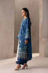 BrandsInn-3PC DHANAK HEAVY EMBROIDERED SHIRT WITH COTTON NET EMBROIDERED DUPATTA AND EMB TROUSER-BI-4220