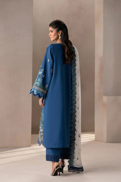 BrandsInn-3PC DHANAK HEAVY EMBROIDERED SHIRT WITH COTTON NET EMBROIDERED DUPATTA AND EMB TROUSER-BI-4220