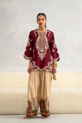BrandsInn-2PC-RAW SILK EMBROIDERED SHIRT AND SHAMOZ SILK PRINTED TROUSER-BI-15117