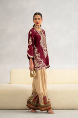 BrandsInn-2PC-RAW SILK EMBROIDERED SHIRT AND SHAMOZ SILK PRINTED TROUSER-BI-15117