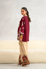 BrandsInn-2PC-RAW SILK EMBROIDERED SHIRT AND SHAMOZ SILK PRINTED TROUSER-BI-15117