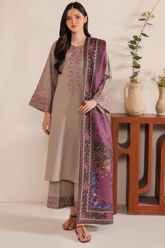 BrandsInn-3PC LAWN EMBROIDERED SHIRT WITH MONARK PRINT DUPATTA AND TROUSER-BI-163