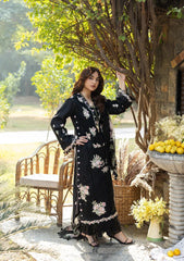BrandsInn-3PC LAWN CHIKAN EMBROIDERED SHIRT WITH CHIFFON PRINTED EMB DUPATTA AND TROUSER-BI-4811