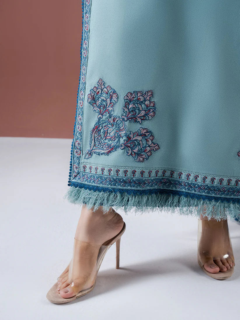 BrandsInn-3PC DHANAK EMBROIDERED SHIRT WITH DHANAK EMBROIDERED SHAWL & TROUSER-BI-4147