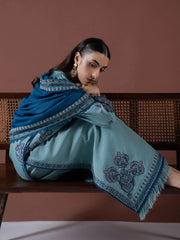 BrandsInn-3PC DHANAK EMBROIDERED SHIRT WITH DHANAK EMBROIDERED SHAWL & TROUSER-BI-4147