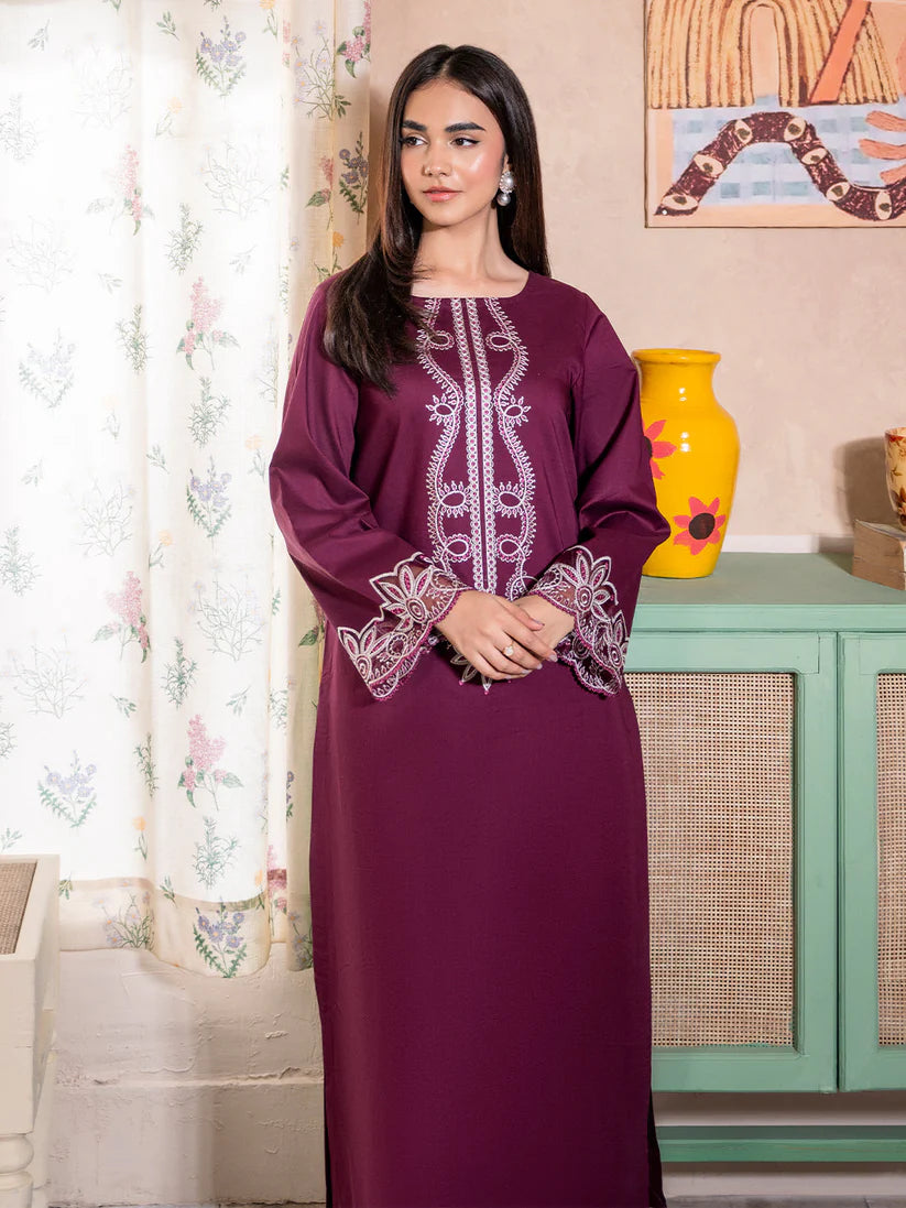 BrandsInn-2PC DHANAK EMBROIDERED SHIRT WITH DHANAK TROUSER-BI-4067