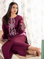 BrandsInn-2PC DHANAK EMBROIDERED SHIRT WITH DHANAK TROUSER-BI-4067