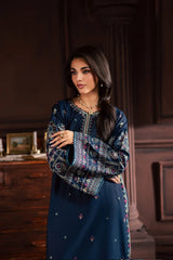 BrandsInn-2PIECE DHANAK EMBROIDERED SHIRT WITH DHANAK EMB SLEEVES-BI-15019