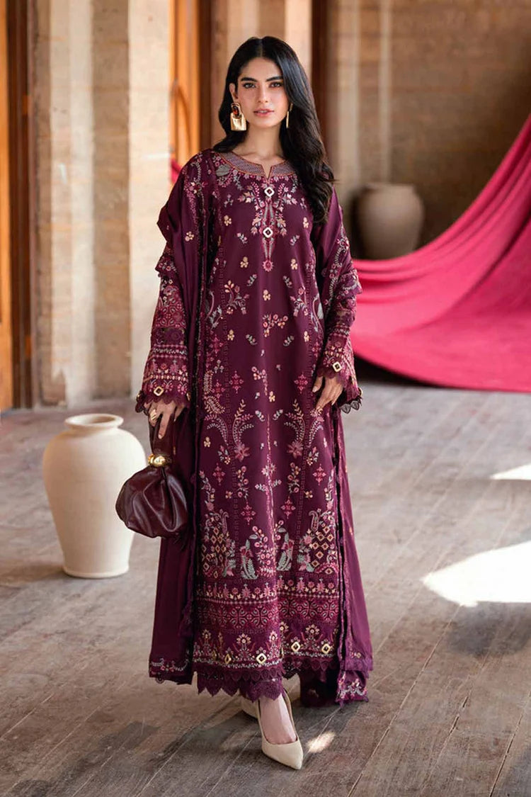 BrandsInn-3PC DHANAK EMBROIDERED SHIRT WITH DHANAK EMBROIDERED SHAWL AND TROUSER-BI-5046