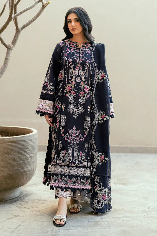 BrandsInn-3PC DHANAK EMBROIDERED SHIRT WITH CHIFFON EMBROIDERED DUPATTA & TROUSER-BI-4229