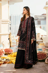 BrandsInn-3PC DHANAK EMBROIDERED SHIRT WITH CHIFFON EMBROIDERED DUPATTA & TROUSER-BI-4129