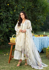 BrandsInn-3PC DHANAK EMBROIDERED SHIRT WITH DHANAK EMB SHAWL AND TROUSER-BI-5217