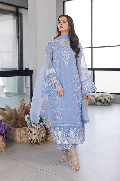 BrandsInn - 3PC ORGANZA EMBROIDERED LAWN SHIRT WITH ORGANZA EMBROIDERED DUPATTA AND TROUSER-BI-205