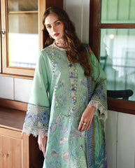 BrandsInn-3PC LAWN HEAVY EMBROIDERED SHIRT WITH SILK PRINTED DUPATTA AND TROUSER-BI-4909